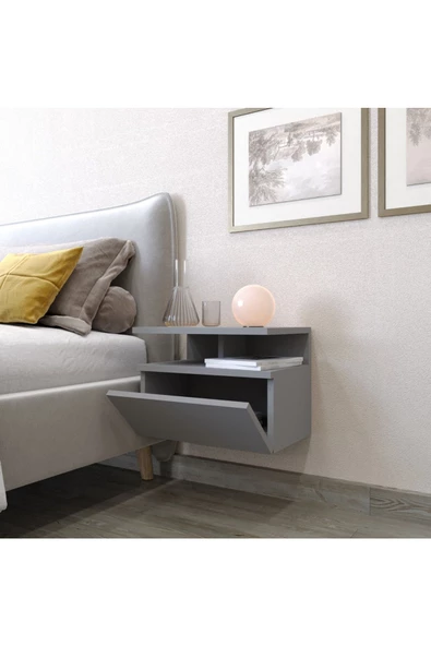 AYMOBSAN Venüs Komodin, Duvara Monte, 45 cm, Sis Gri - 2