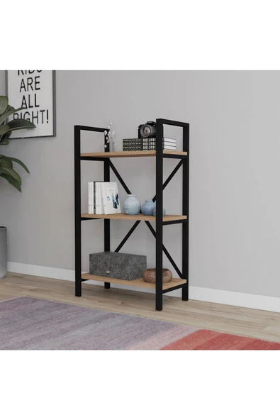 AYMOBSAN   Hera 3 Raflı Metal Kitaplık Atlantik Çam 60cm - 2