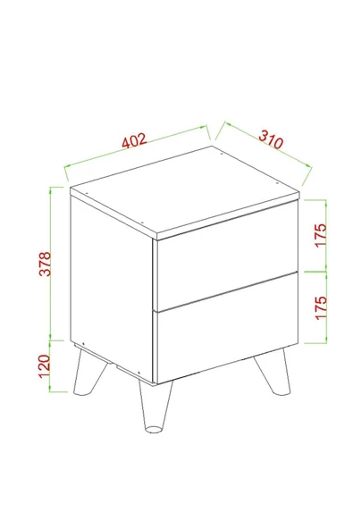 AYMOBSAN   Artemis 2 Çekmeceli Komodin Atlantik Çam - 3