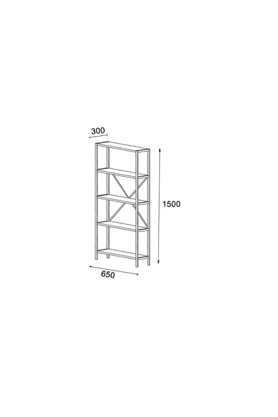 AYMOBSAN Vega 5 Raflı Metal Kitaplık 65 Cm Atlantik Çam - 4