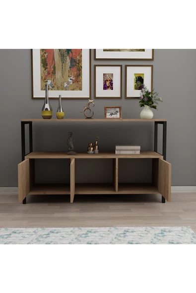 AYMOBSAN POLE 3 KAPAKLI KONSOL, METAL AYAKLI KONSOL ATLANTİK ÇAM - 3