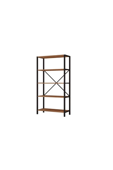 AYMOBSAN Vega 5 Raflı Metal Kitaplık 65 Cm Atlantik Çam