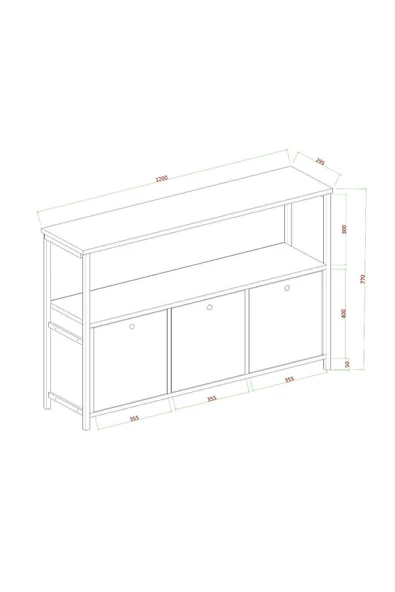 AYMOBSAN   Pole 3 Kapaklı Konsol , Metal Ayaklı  Konsol Frezya (Mermer Desenli) - 4