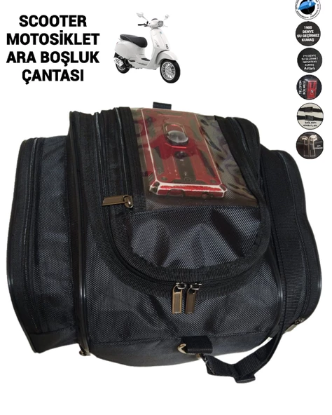 SCOOTER ARA BOŞLUK ÇANTASI 3 CEBLİ TELEFON BÖLMELİ