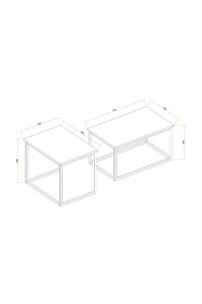 Pissa Metal Ayak Orta Sehpa Yan Sehpa 2li Zigon Sehpa Beyaz - 3