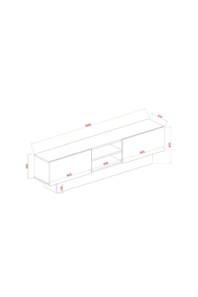 AYMOBSAN   Liva Tv Sehpası Bazalı 160 Cm - Beyaz - 3