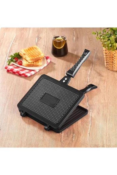 OMS 3773 Döküm Ocak Üstü Tost Makinesi 23x17cm - 2