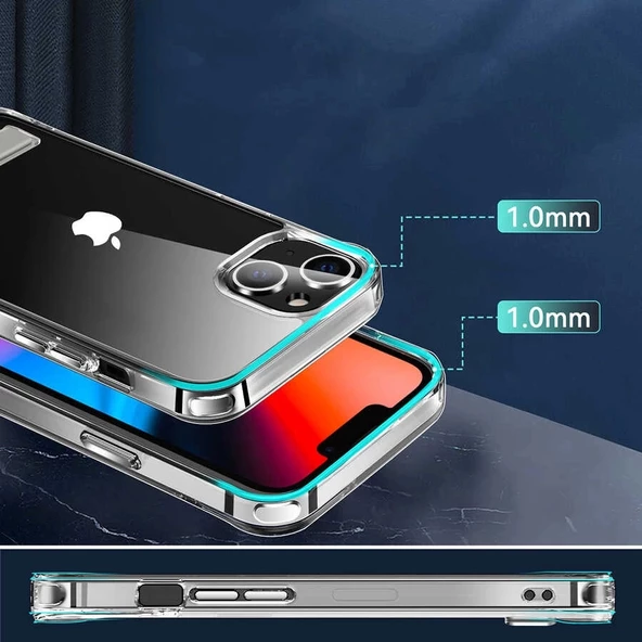 iPhone 14 Uyumlu Kılıf Standlı Şeffaf Silikon L-Stand Kapak - 6