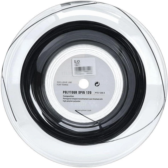 Yonex Poly Tour Spin 1.20 Rulo 200M Siyah Tenis Kordajı - 2