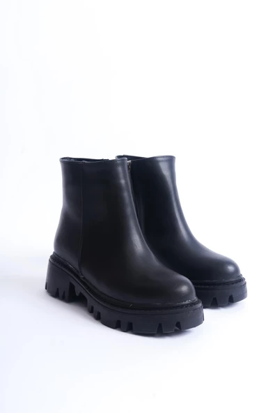 Kadın Fermuarlı Tırtıklı Kalın Taban Kışlık Bot - Resim 8