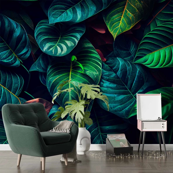 Yaprak Botanik Bahçe Duvar Kağıdı Baskı - Resim 6