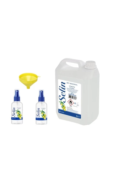 5 Lt Limon Kolonyası + 2 Adet 50 ml Sprey Şişe ve Dolum Hunisi