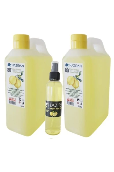 2 Adet 1 Lt 80° Limon Kolonyası 200 Ml 80° Sprey Limon Kolonyası Hediye