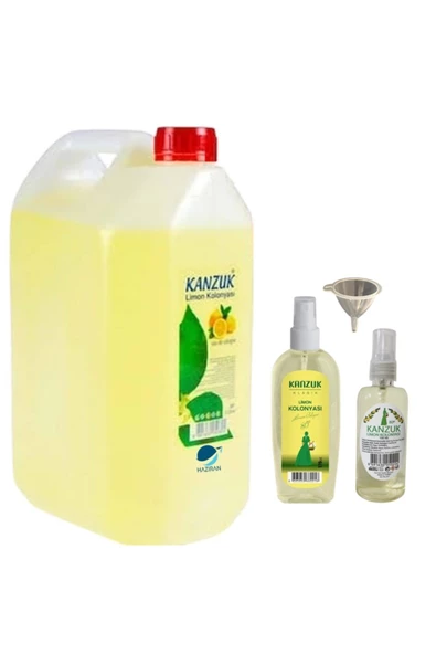 Limon Kolonyası 80 Derece 5 Litre Bidon Sprey 170 Ml +100 Ml + Dolum Hunisi