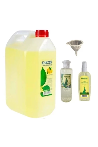 Kolonya 5 Litre 80 Derece Limon Kolonyası Avantaj Seti 200 ml 170 ml Sprey Huni