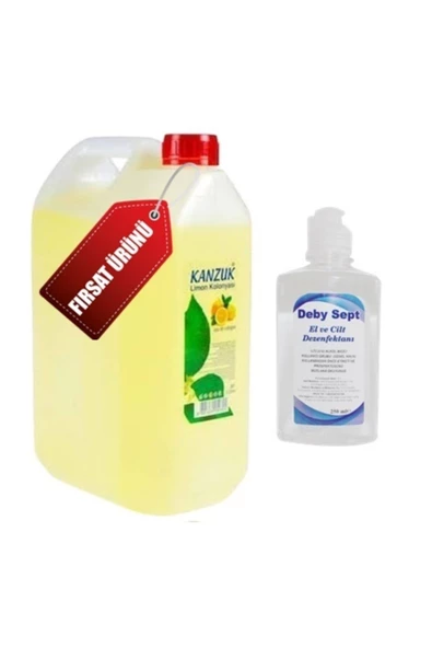 Kolonya 80 Derece Limon Kolonyası 5 Litre Bidon Deby Sept 250 Ml Dezenfektan Hediyeli