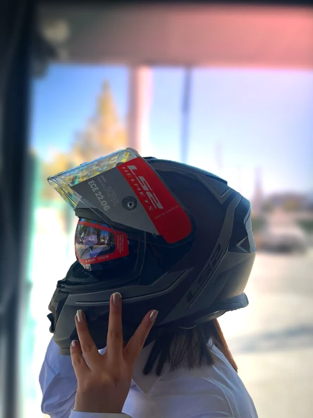 Ls2 Storm 2 Güneş Vizörlü Faster Mat Tıtanıum Kask ECR 22.06 Motosiklet Kaskı L - Resim 2