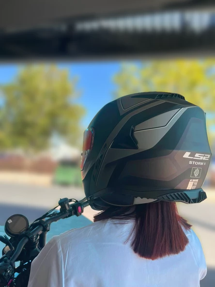 Ls2 Storm 2 Güneş Vizörlü Faster Mat Tıtanıum Kask ECR 22.06 Motosiklet Kaskı L - Resim 4