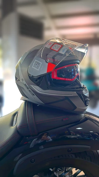 Ls2 Storm 2 Güneş Vizörlü Faster Mat Tıtanıum Kask ECR 22.06 Motosiklet Kaskı L - Resim 3