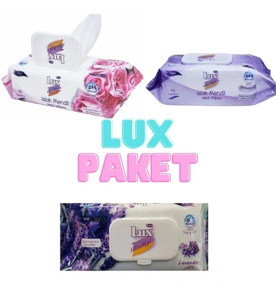 LUX ISLAK MENDİL DENEME PAKETİ 3 PAKET  90 LI YAPRAK