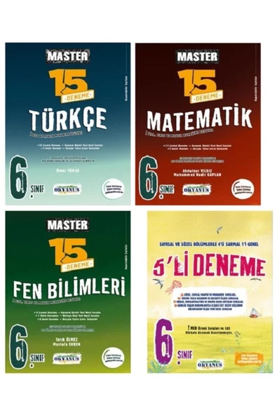 6. Sınıf Master 15 Türkçe - 15 Matematik - 15 Fen Bilimleri Deneme + 5'li Deneme Set