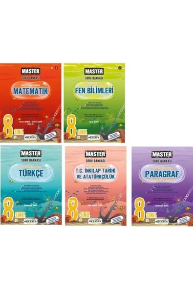 Okyanus 2024 8.sınıf Master 5 Kitap Matematik Türkçe Fen Bilimleri Inkılap Paragraf Soru Bankası Set