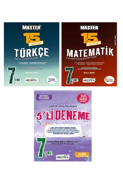 7. Sınıf Master 15 Matematik + Türkçe Deneme Seti 2021 + 7. Sınıf 5 Li Deneme Seti