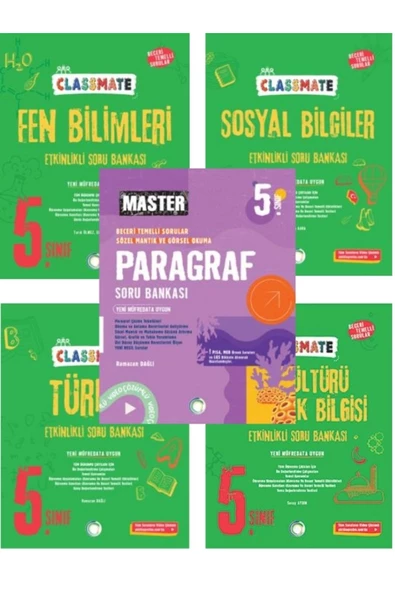 5. Sınıf Classmate Türkçe+Paragraf+Fen+Sosyal+Din Kültürü  Etkinlikli Soru Bankası Seti