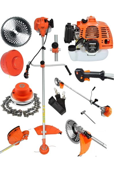 Mager Benzinli Yan Tip 52 Cc 9,9hp Tırpan Capa Canavar Başlık Çim Çalı Çırpı Biçme Makinası - 2