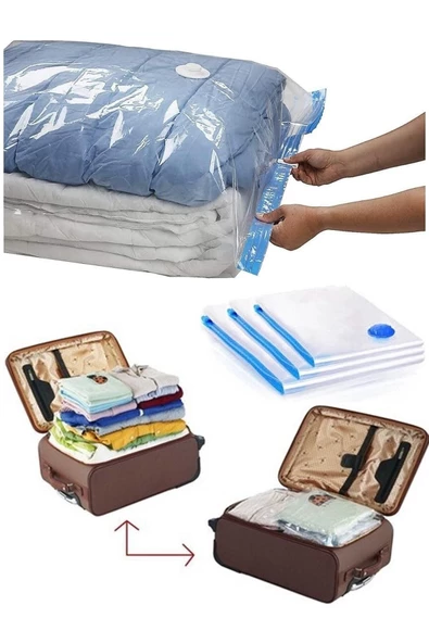 ÜLBAG Ülbağ Vakumlu Saklama Torbası 2li Set (55x90) Defalarca Kullanım Seyahat Bavullarına Uygun