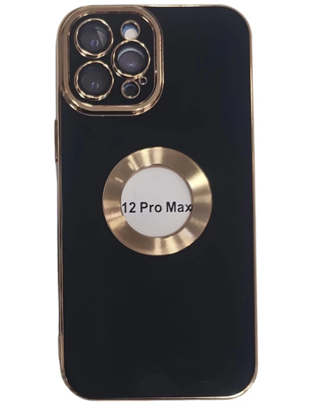 İphone 12 Pro Max Kılıf Lüx Lazer Gold Siyah ürün görseli