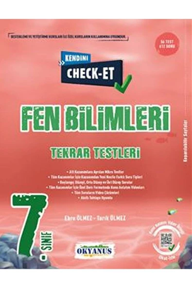 7. Sınıf Kendini Check - Et Fen Bilimleri Tekrar Testleri / Okyanus Yayınları / 9786257434225