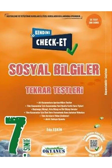 7. Sınıf Kendini Check - Et Sosyal Bilgiler Tekrar Testleri / Okyanus Yayınları / 9786257434249