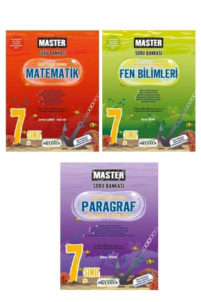 Okyanus Yayınları Okyanus Master 7. Sınıf Matematik + Fen Bilimleri + Paragraf Soru Bankası Seti