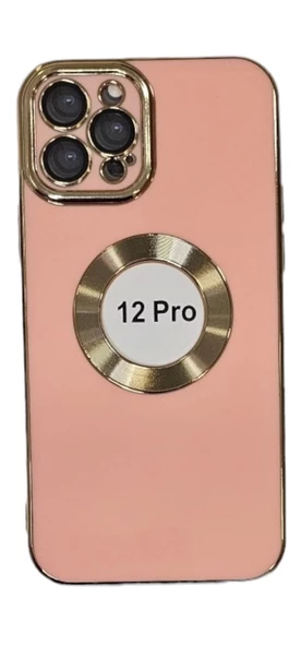 İphone 12 Pro Kılıf Lüx Lazer Gold Turuncu