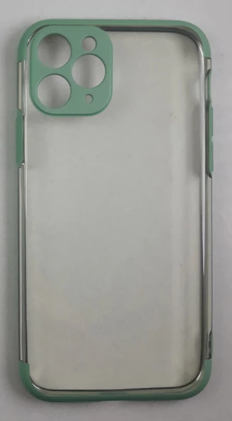 İphone 11 Pro Kılıf Şeffaf Silikon Kenarı Yeşil ürün görseli