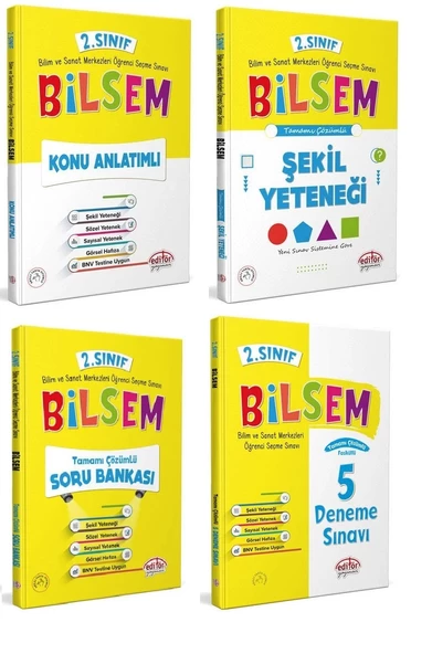 Editör Yayınları 2. Sınıf Bilsem Konu Soru Şekil Deneme Set 4 Kitap Güncel