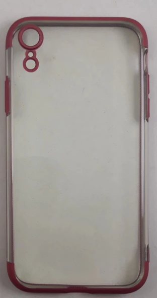 İphone XR Kılıf Şeffaf Silikon Kenarı Kırmızı ürün görseli