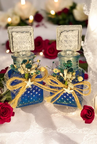 20 Adet Kristal Cam Şİşe Kuru Çiçekli Nişan,Nikah,Düğün Hediyesi - 4