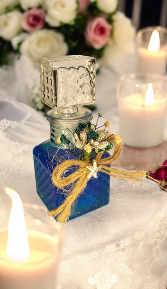 20 Adet Kristal Cam Şİşe Kuru Çiçekli Nişan,Nikah,Düğün Hediyesi - 3