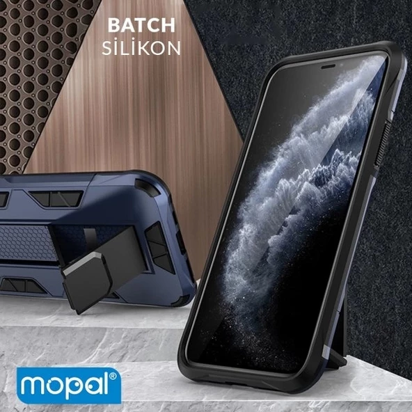 İphone XS Max Kılıf Standlı Yüzüklü Batch Silikon Gold - Resim 3