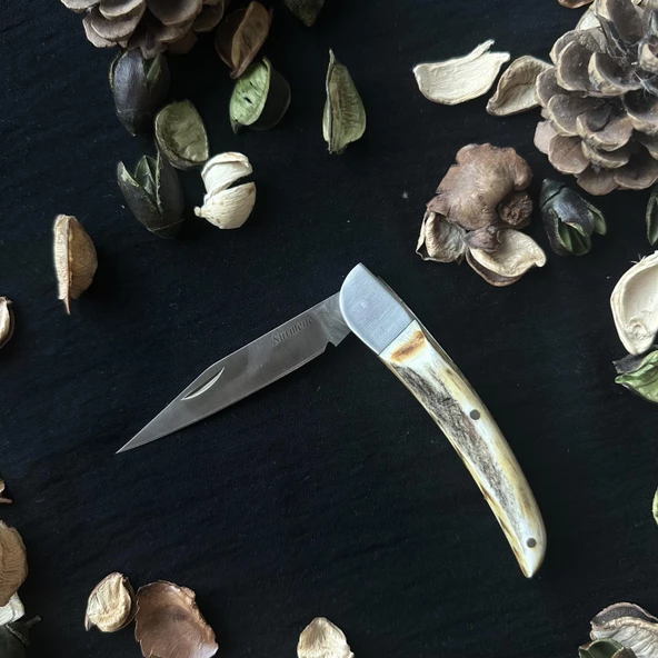 Sürmene El Yapımı Geyik Boynuzundan Çelik çakı SRMN8004 - 2