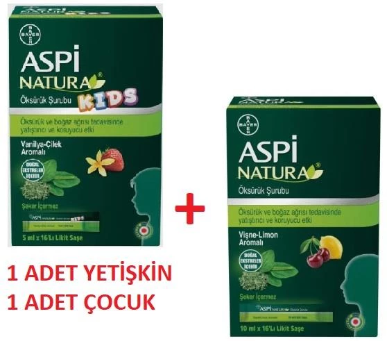 Aspinatura Öksürük Şurubu 16 Saşe 10 ml+Aspinatura Kids Öksürük Şurubu 5 ml 16 Saşe