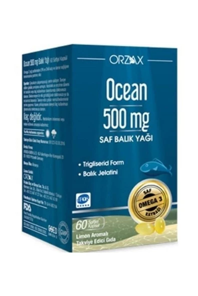 Ocean Balık Yağı 500mg Takviye Edici Gıda 60 Kapsül