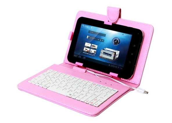 Klavye Tablet Uyumlu Micro + Mini USB 7 Inch Everest KB-TAB07 Pembe