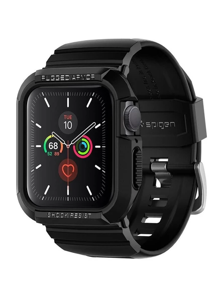 Spigen Apple Watch 41mm (Seri 9/8/7) Kılıf & Kordon Kayış Rugged Armor Pro Black - ACS00546