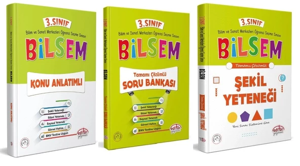 Editör Yayınevi 3. Sınıf Bilsem Konu Soru Şekil Set 3 Kitap Güncel