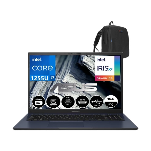 Asus Expertbook B1502CBA B1 Intel Core I7 1255U 16GB 512GB SSD Fhd 15.6 Freedos Bilgisayar+SnerTech ÇANTA