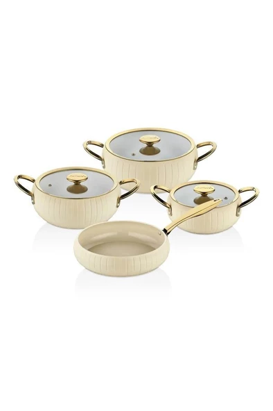 Oms Allure 12001 Pure Ceramıc 7 Parça Biogranit Seramik Set Antrasit Gövde Krem - 2