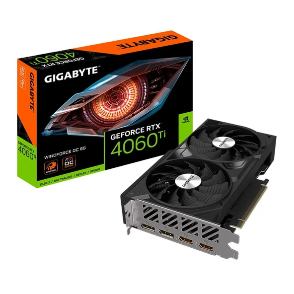 GIGABYTE GV-N406TWF2OC-8GD GeForce RTX 4060 Ti WINDFORCE OC 8GB GDDR6 DLSS 3 128 Bit Ekran Kartı